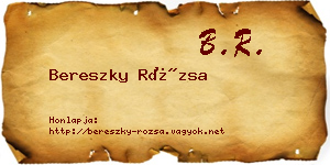 Bereszky Rózsa névjegykártya